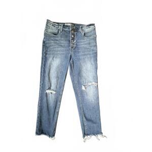 KUT from Kloth Distressed Cropped Straight Leg Jeans - 6